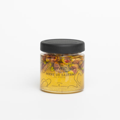 Miere de Salcâm cu Fistic Apivest MIEREplus 270g – Miere Naturală cu Fistic