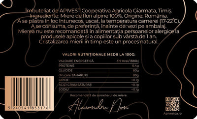Miere de Flori Alpine Apivest 450g